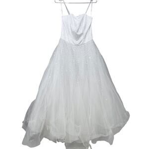Mori Lee PURE WHITE Wedding Gown 7/8 Princess Tulle Sequins Make Baby Girl Dress